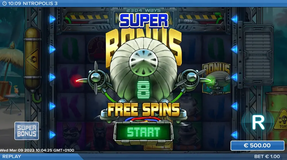 Nitropolis 3 Super Bonus Freispiele mit 8 Reihen
