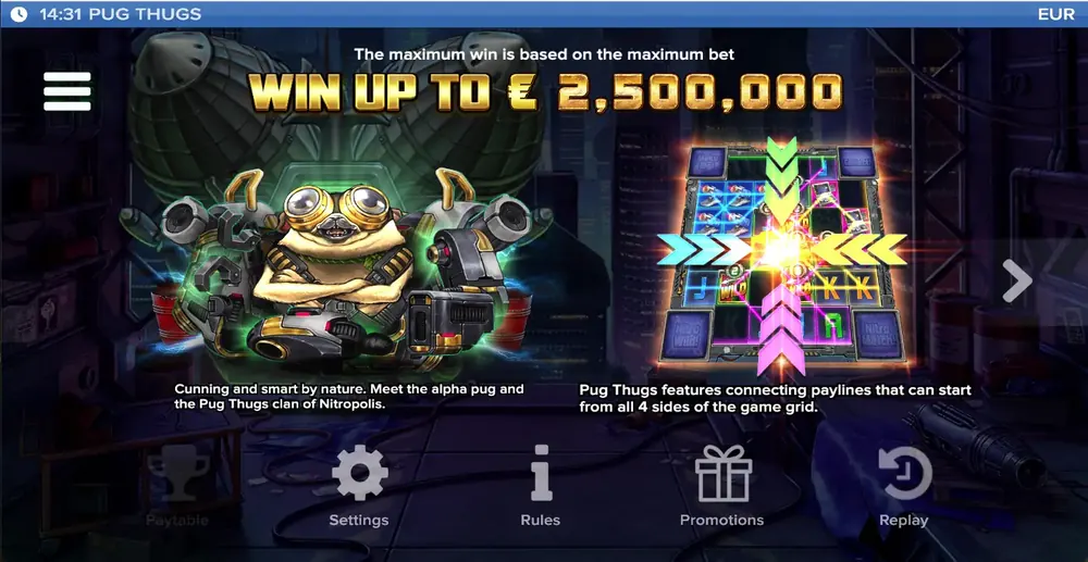 Pug Thugs of Nitropolis Paytable